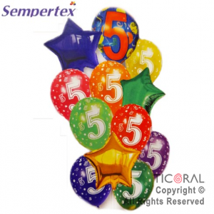 SET DE GLOBOS NUMEROS MULTICOLOR NRO 5 12 UNIDADES X 1